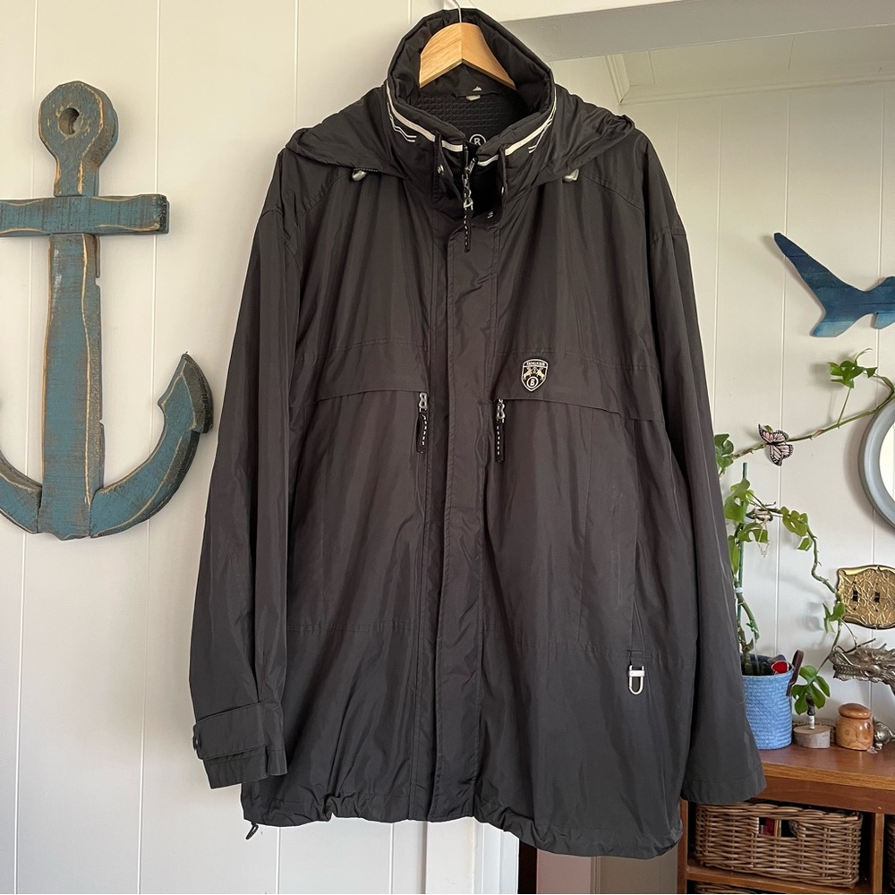 Vintage Bogner Goan Thylmann Black Jacket Hideaway Hood Logo Ski No Liner Y2K